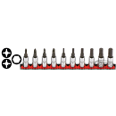 1/4" Socketbitset Metric 10Pc on rail