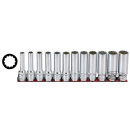 1/2" Socketset 12-point long 12Pc on rai