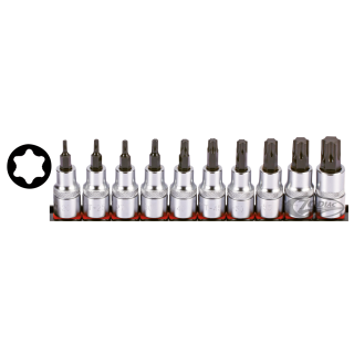 1/2" Socketbitset Torx 10Pc on rail