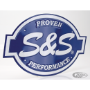 S&S Embossed Logo, metal 16.5"x11"