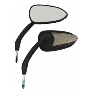 Fury Billet Alu Motorrad Spiegel Set schwarz mit LED Standlicht