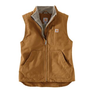 Carhartt Sherpa-lined women mock-neck vest brown