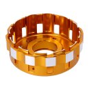 Trask, M8 billet clutch basket. Hard anodized natural