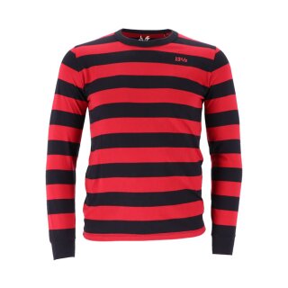 Longsleeve Shirt Baumwolle Behind Bars 13 1/2 rot schwarz gestreift M
