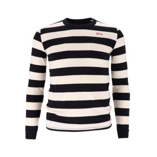 Longsleeve Shirt Baumwolle Behind Bars 13 1/2 weiß schwarz gestreift