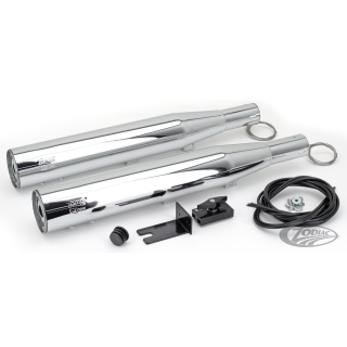 MCJ Royal 80 verstellbare E3 Auspuff Schalldämpfer chrom für Harley Softail 00-06