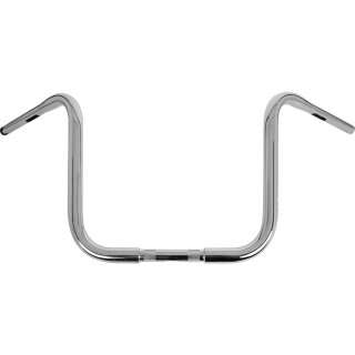 12 Gorilla Apehanger Handlebar 1" clamp diameter Non-Dimpled 3-Hole Chrome 1 1/4" Throttle By Wire Throttle Cables