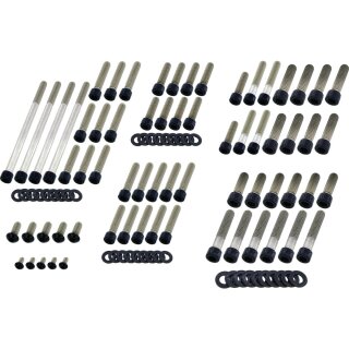 Complete Engine Screw Kit Screws for Softail Primary-, Cam-, Inspection-, Derby-, Timer-, Tranny Side Cover, Inner Primary, Rockerboxes, Lifterbase Gloss Black Powder Coated