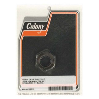 Colony, nut. Pinion and sprocket shaft