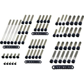Complete Engine Screw Kit Screws for Dyna, Softail Primary-, Cam-, Inspection-, Derby-, Timer-, Tranny Side Cover, Rockerboxes, Lifterbase Gloss Black Powder Coated