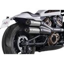 Sportster S 2in2 Racing Muffler and Mid-Pipe Set Endcap Tracker Carbon Stainless Steel Satin