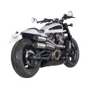 Sportster S 2in2 Racing Muffler and Mid-Pipe Set Endcap Tracker Carbon Stainless Steel Satin