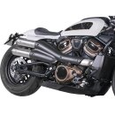 Sportster S 2in2 Racing Muffler and Mid-Pipe Set Endcap Tracker Carbon Stainless Steel Satin