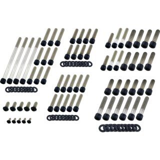 Complete Engine Screw Kit Screws for Sportster Primary-, Sprocket-, Cam-, Derby-, Timer-, Inspection Cover, Anti-Rotation-Plate, Lifterbase, Rockerboxes Gloss Black Powder Coated