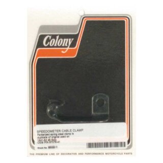 Colony, speedo cable clamp. Black parkerized