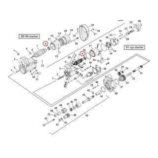 Ball bearing, starter motor commutator (outer) end