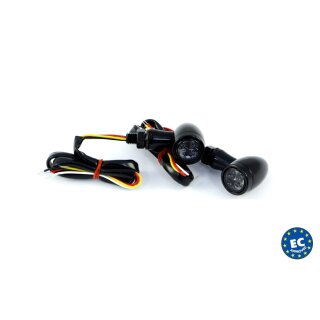 LED Bullet Mini 3in1 Rücklicht Blinker Set schwarz EC geprüft