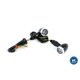 LED Bullet Mini Blinker Set schwarz mit Ringen EC geprüft
