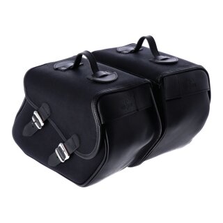 Longride, waxed cotton saddlebags. Black