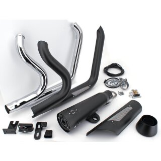 MCJ 2-1 Shorty Auspuffanalge schwarz für Harley Softail Modelle 07-15