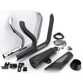 MCJ 2-1 Shorty Auspuffanalge schwarz für Harley Softail Modelle 07-15