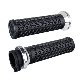 ODI VANS Signature Lock-On Griffe Schwarz Silber für Harley Modelle 82-24