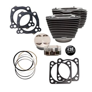 S&S, M8 136" big bore cylinder & piston kit. Clear fins