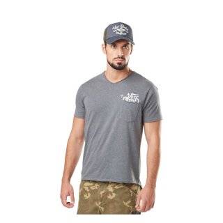 Von Dutch V-neck t-shirt chest pocket dark grey
