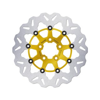 Colored Disc Wave DF FLW Floating Brake Disc Anodized Inner Aluminium Carrier Gold 11,5" Rear
