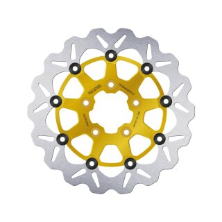 Colored Disc Wave DF FLW Floating Brake Disc Anodized Inner Aluminium Carrier Gold 11,5" Front