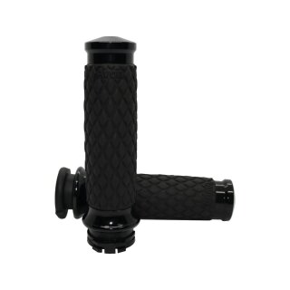 Diamond Contour Grips Black 1" Throttle Cables