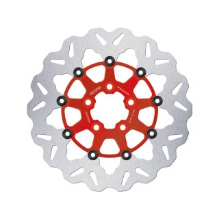 Colored Disc Wave DF FLW Floating Brake Disc Anodized Inner Aluminium Carrier Red 11,5" Rear