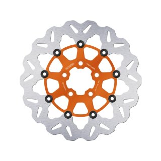 Colored Disc Wave DF FLW Floating Brake Disc Anodized Inner Aluminium Carrier Orange 11,5" Rear