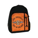 Motorcycle Parts Since 1970 Backpack Black Orange