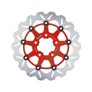 Colored Disc Wave DF FLW Floating Brake Disc Anodized Inner Aluminium Carrier Red 11,5" Front