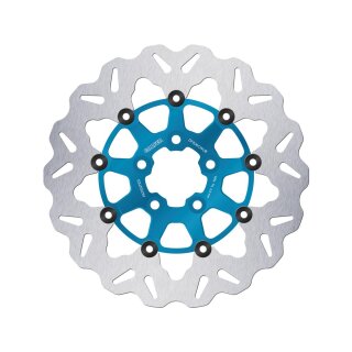 Colored Disc Wave DF FLW Floating Brake Disc Anodized Inner Aluminium Carrier Blue 11,5" Rear