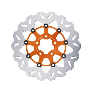 Colored Disc Wave DF FLW Floating Brake Disc Anodized Inner Aluminium Carrier Orange 11,8" Front
