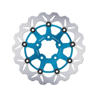 Colored Disc Wave DF FLW Floating Brake Disc Anodized Inner Aluminium Carrier Blue 11,5" Front