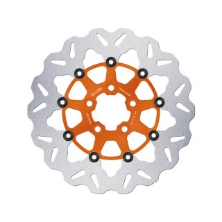 Colored Disc Wave DF FLW Floating Brake Disc Anodized Inner Aluminium Carrier Orange 11,5" Rear