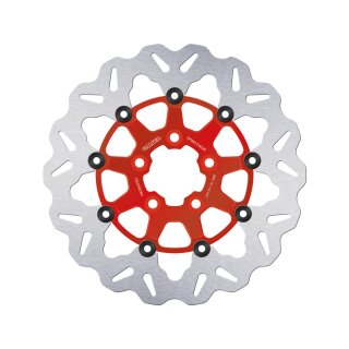 Colored Disc Wave DF FLW Floating Brake Disc Anodized Inner Aluminium Carrier Red 11,5" Rear