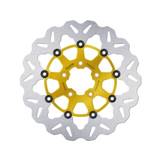 Colored Disc Wave DF FLW Floating Brake Disc Anodized Inner Aluminium Carrier Gold 11,5" Front