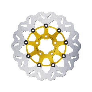 Colored Disc Wave DF FLW Floating Brake Disc Anodized Inner Aluminium Carrier Gold 11,8" Front