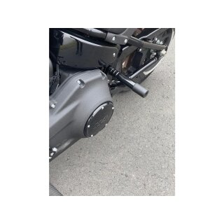 Club Style Engine Guard for M8 Softail with Oil Cooler Protection Black Powder Coated Rear