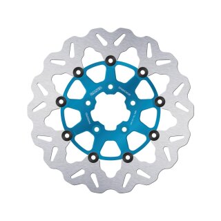 Colored Disc Wave DF FLW Floating Brake Disc Anodized Inner Aluminium Carrier Blue 11,5" Front