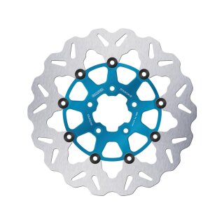 Colored Disc Wave DF FLW Floating Brake Disc Anodized Inner Aluminium Carrier Blue 11,8" Front