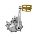 6-into-4 70-Early 84 Complete Transmission with Ear, Standard Shift Pattern Black Case, Mechanical Kicker Cover, Bearing Doors and Top Covers Aluminium Polished Cable Clutch