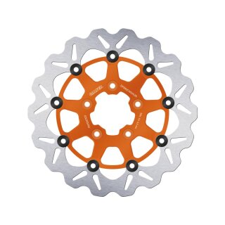 Colored Disc Wave DF FLW Floating Brake Disc Anodized Inner Aluminium Carrier Orange 11,5" Front