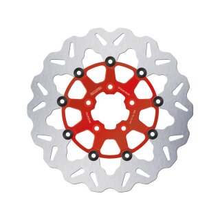 Colored Disc Wave DF FLW Floating Brake Disc Anodized Inner Aluminium Carrier Red 11,8" Front