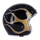 Jet Helm skull bucket schwarz Flammen Gold 13 1/2 ECE 22.06