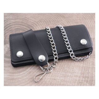 Amigaz Chain Wallet Long 7" Black Leather